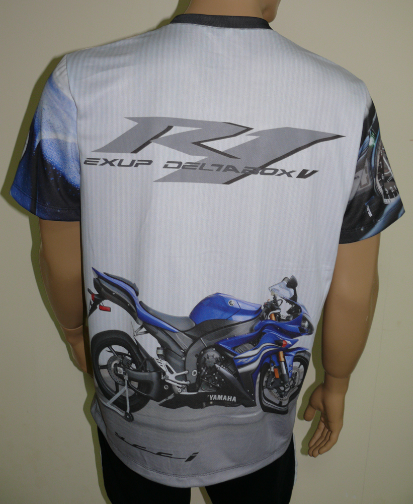 Yamaha Yzf R1 T Shirt With Logo And All Over Printed Picture T Shirts With All Kind Of Auto