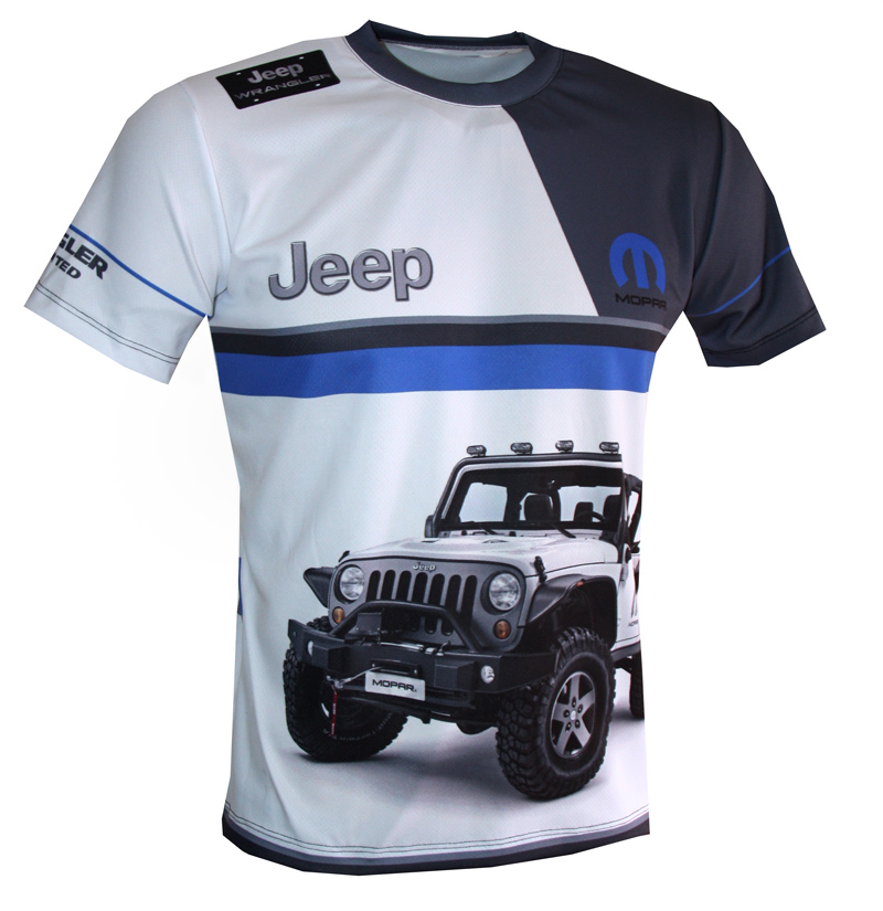 Jeep Wrangler t-shirt with logo and all-over printed picture - T-shirts  with all kind of auto, moto, cartoons and music themes