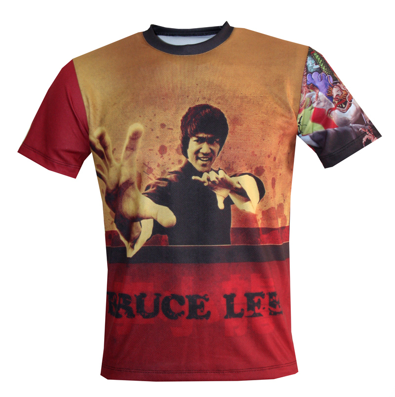 Bruce Lee t-shirt with logo and all-over printed picture - T-shirts with  all kind of auto, moto, cartoons and music themes