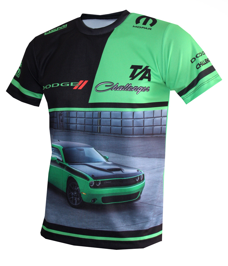 Dodge Challenger t-shirt with logo and all-over printed picture