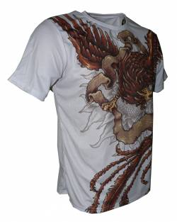 phoenix long living bird all over printed shirt 