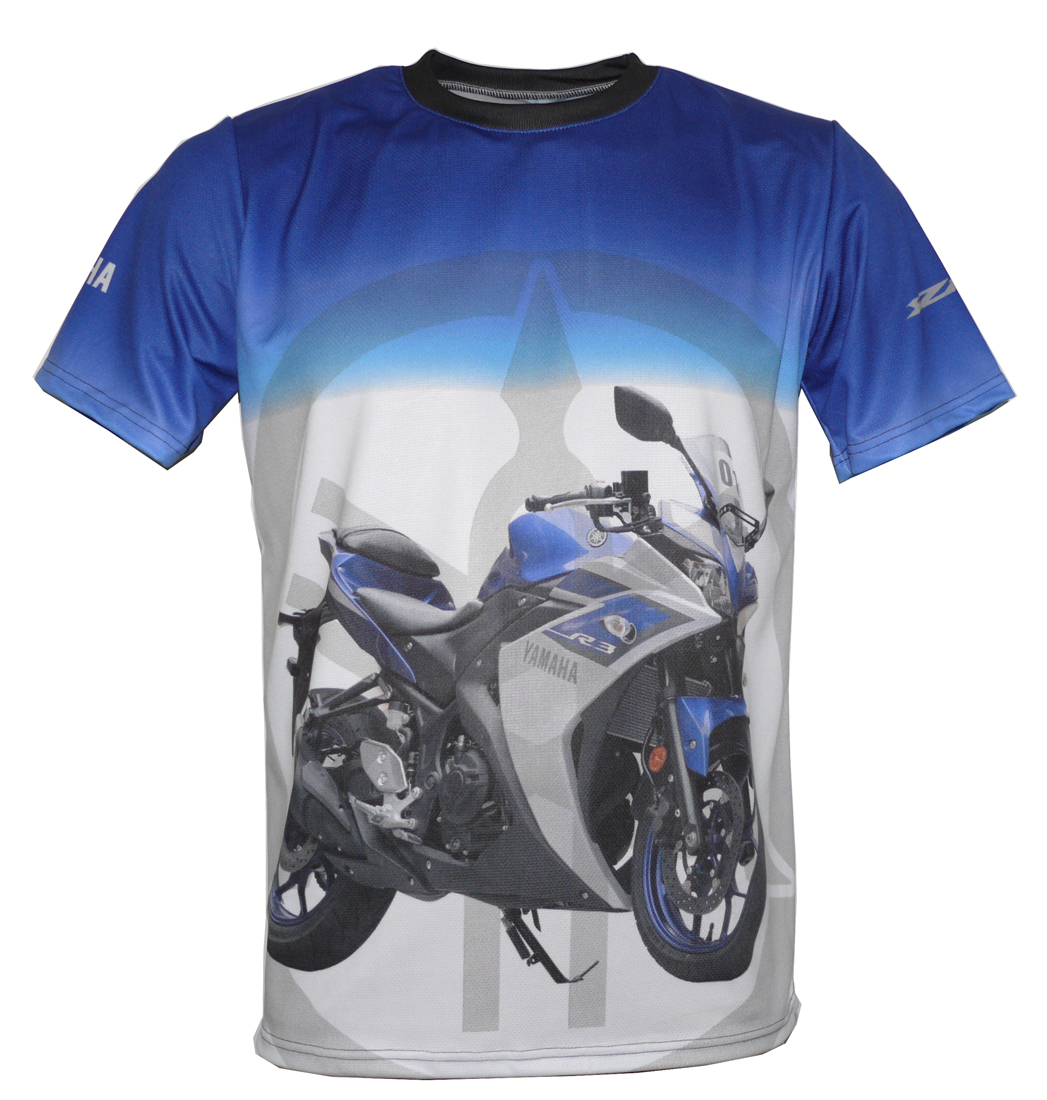 Yamaha Yzf R3 T Shirt With Logo And All Over Printed Picture T Shirts With All Kind Of Auto
