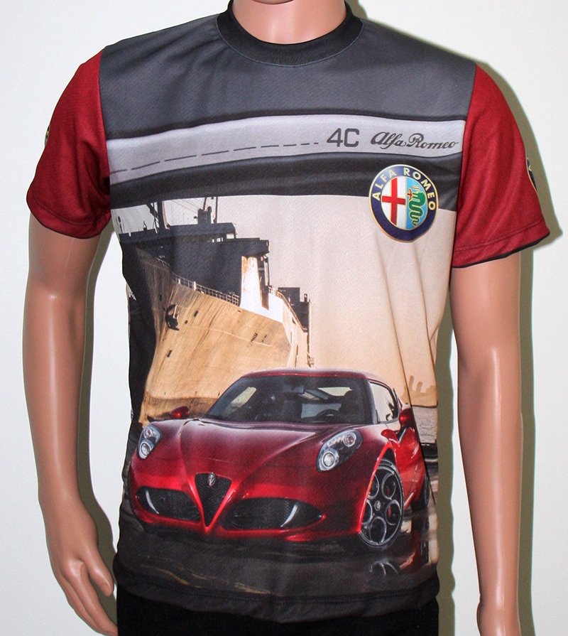 Wings generelt smør Alfa Romeo 4C t-shirt with logo and all-over printed picture - T-shirts  with all kind of auto, moto, cartoons and music themes